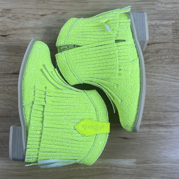 A Bear Co Girls Youth Size 12 Neon Yellow Sparkly Low Cut Cowgirl Boots NEW - Picture 5 of 11